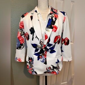 NYC Floral Blazer with Red and Blue Highlights